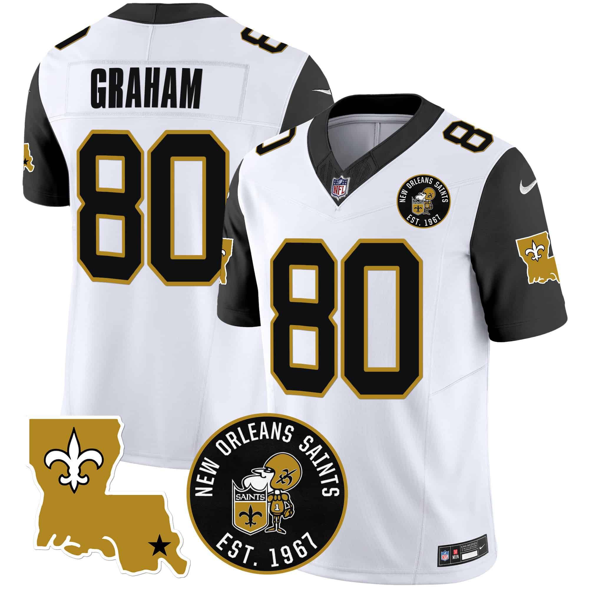 Men New Orleans Saints #80 Graham White 2024 Nike 1967 Patch Vapor Limited NFL Jersey style 2